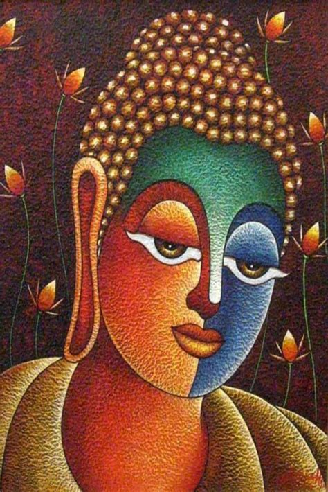 Abstract Buddha Canvas Painting Framed Shine India Handicrafts