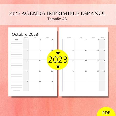 2023 Agenda Calendario Kit Planificador Español Imprimible Con Etsy