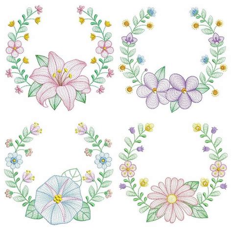 Rippled Floral Laurels Set 10 Designs 3 Sizes Products Swak