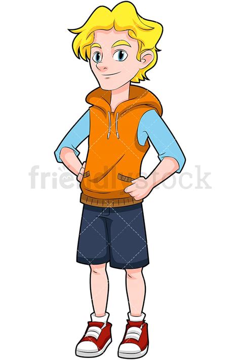 Teenage Boy Wearing Shorts Cartoon Vector Clipart FriendlyStock