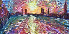 Large Oil Paintings for sale of London Westmeinster Bridge and Thames ...