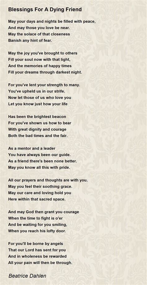Blessings For A Dying Friend Blessings For A Dying Friend Poem By B