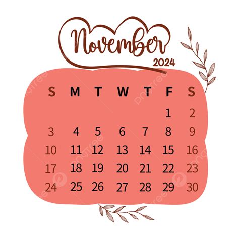Pink Vintage 2024 November Calendar Vector November 2024 November