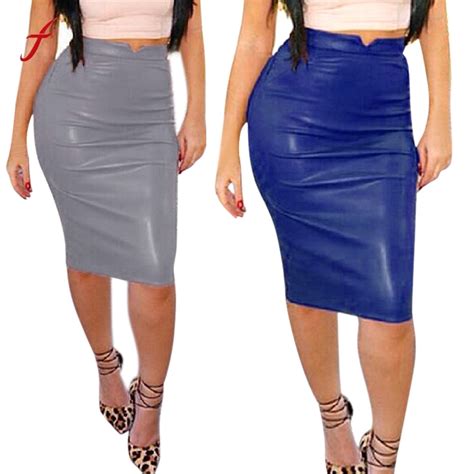 2019women Leather Skirt High Waist Slim Party Pencil Skirt In Skirts