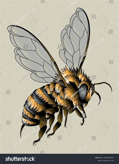 Bee Honey Tattoo Neo Traditional Stock Vector Royalty Free 2084324623