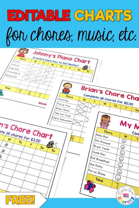 Editable Charts For Littles Littles Love Learning Charts For Kids