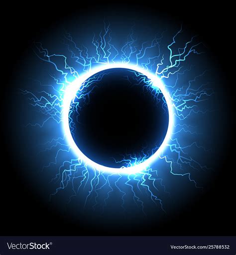 Electric Lightning Ball On Black Background Vector Image