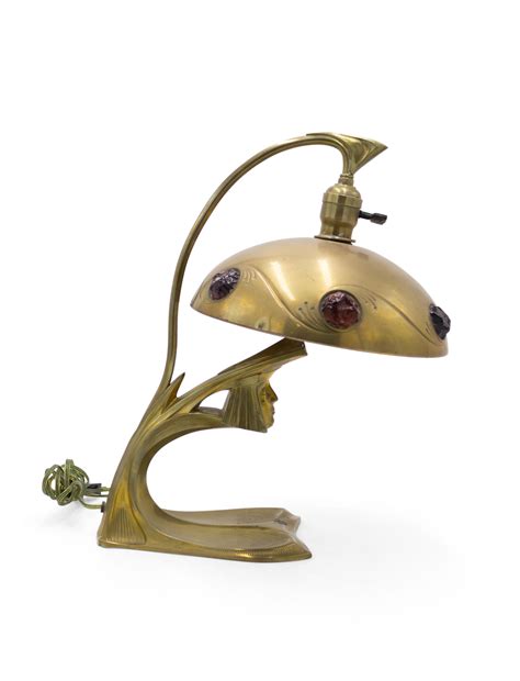 Art Nouveau Brass Table Lamp