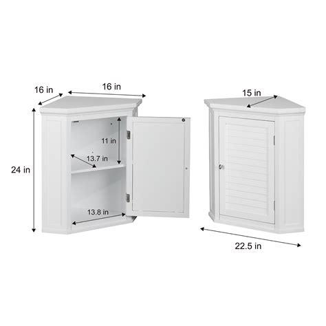 Bathroom Cupboard White Wooden Wall Mounted Corner Cabinet Elg 587 Ebay