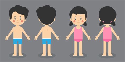 Front And Back Children Characters 1429824 Vector Art At Vecteezy