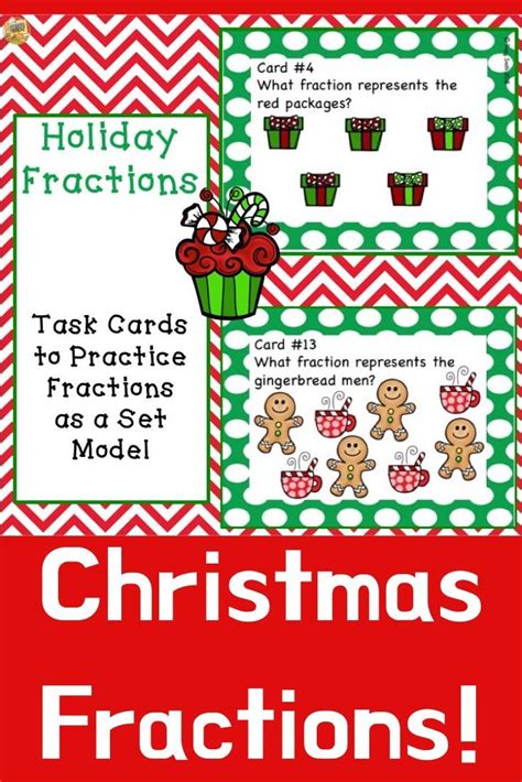 Fractional Parts Of A Set Christmas Fractions Of A Set Task Cards