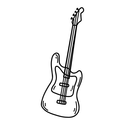 Doodle Electric Guitar Vector Sketch Illustration Of Musical