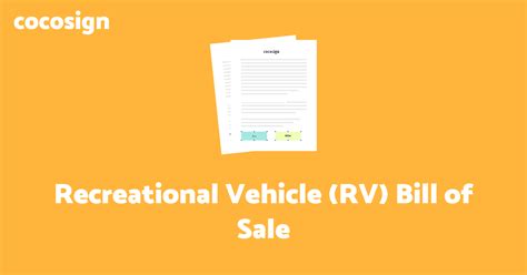 Free Recreational Vehicle Rv Bill Of Sale Template Cocosign