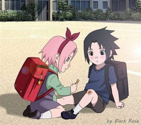 Two Anime Characters Are Sitting On The Ground