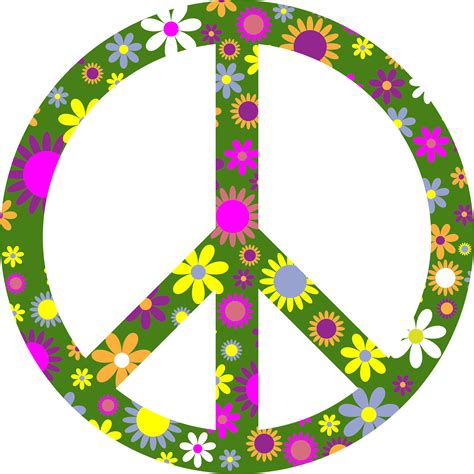Clipart Retro Floral Peace Sign