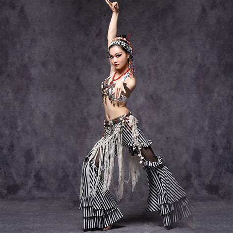 Tribal Belly Dance Clothes 3pcs Outfit Sexy Embroid Tops Hip Belt And Pants Women Tribal Dance
