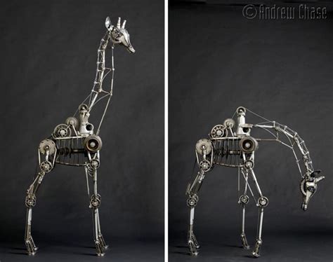 Steampunk Mechanical Giraffe By Andrew Chase Is Made Of Electrical