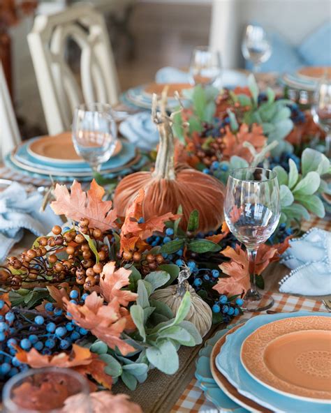 Blue And Orange Pumpkin Themed Tablescape Home With Holly J