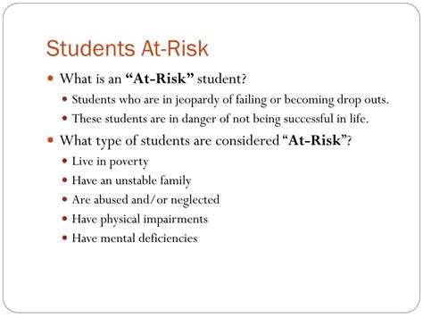 Ppt At Risk Students Powerpoint Presentation Free Download Id3885061