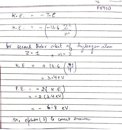 Kinetic Energy And Potential Energy In Ev Of Electron Present In