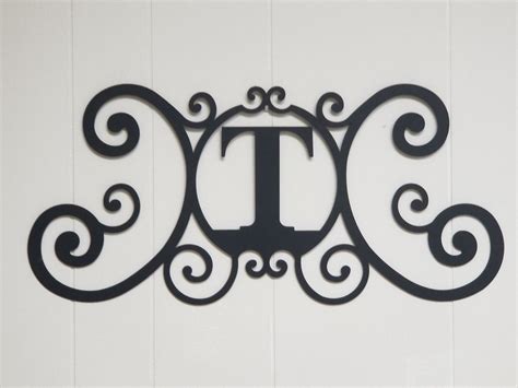 Monogram Initial Letter Wrought Iron Metal Scrolled Door Wall Etsy