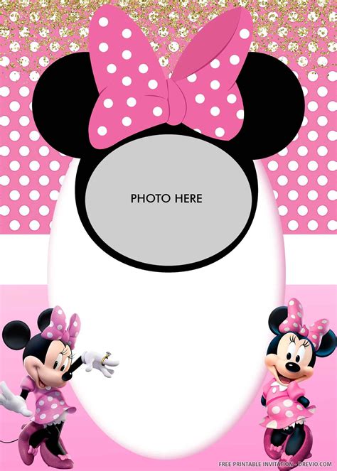 Free Printable Minnie Mouses Pink Bandana Birthday Invitation
