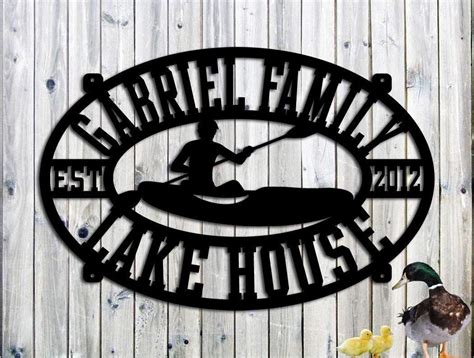 Lake House Sign Kayak Canoe Personalized Custom Metal