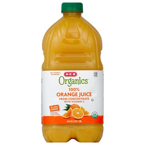 H E B Organics Pulp Free Orange Juice With Calcium Ph