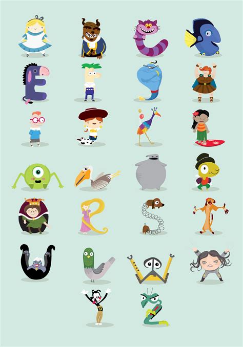 Animated Characters Alphabet By Mjdaluz Deviantart Com On DeviantART Disney Alphabet