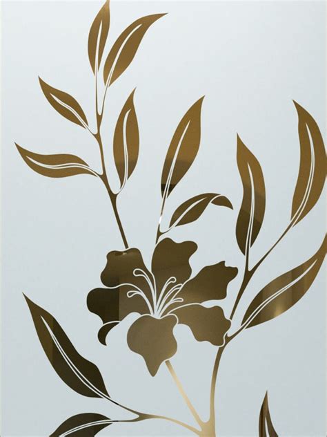 Frosted Glass Etched Glass Flowery Leafy Tropical Design Sans Soucie