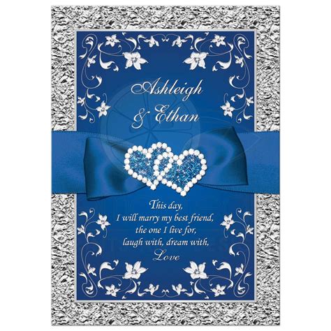 Elegant Royal Blue And Silver Wedding Invitations Jenniemarieweddings