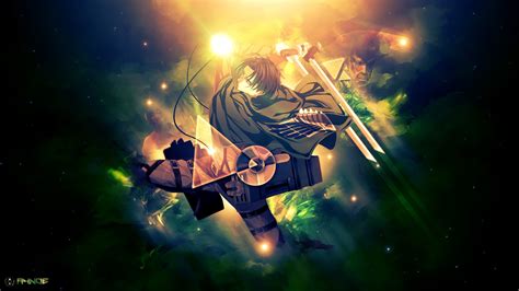 Attack On Titan Levi Ackerman With Sword With Background Of Dark Night