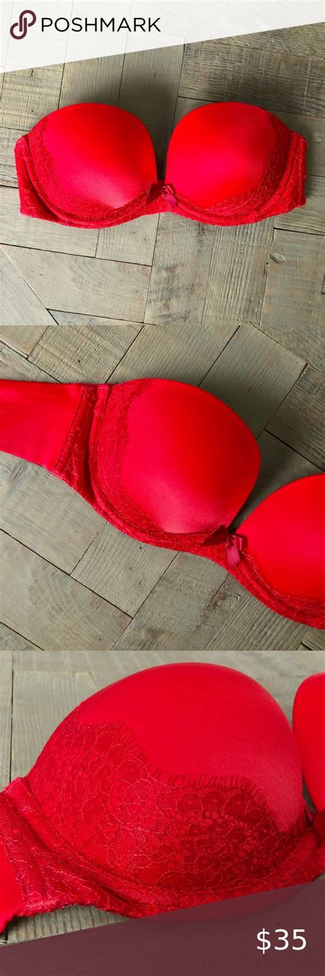 victoria s secret sexy push up red strapless bra