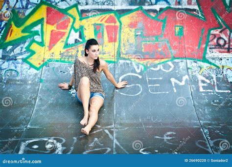 Girl And Graffiti Stock Photo Image Of Graffiti Long 26690220
