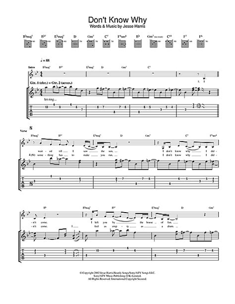 Dont Know Why Guitar Tab By Norah Jones Guitar Tab 23560