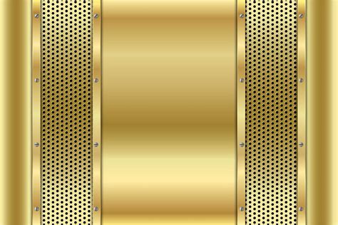 Metallic Gold Panels With Screws On Perforated Texture 1640043 Vector