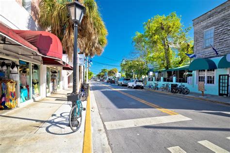 Key West Famous Duval Street View South Florida Keys Stock Image
