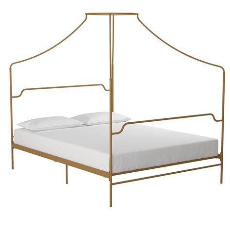Dorel Camilla Queen Metal Canopy Bed In Gold The Home Depot Canada