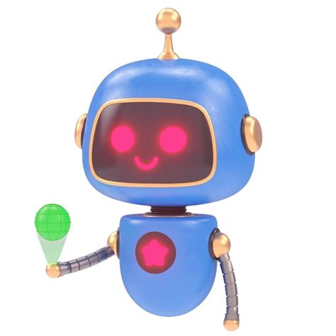 Premium Photo A Blue Robot With A Red Light On His Face Is Holding A