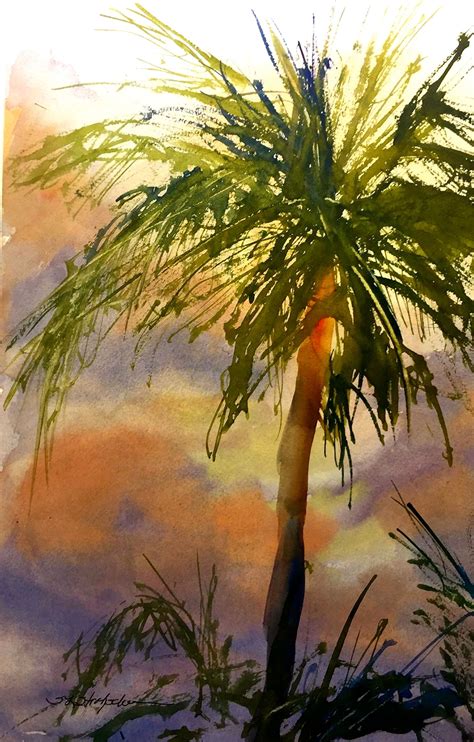 Seaside Paintings Palm Trees Painting Palm Tree Art Watercolor Trees
