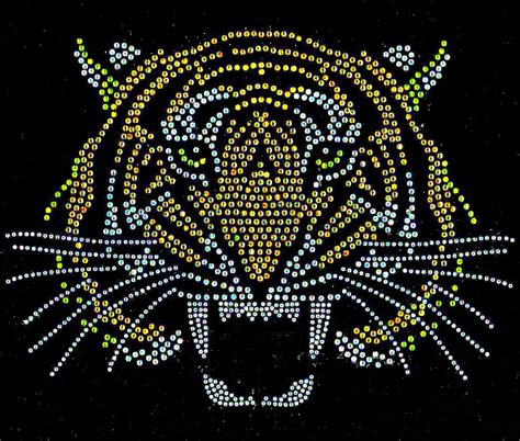 Tiger Face Front 5 Color Rhinestone Transfer 5 Templates Texas