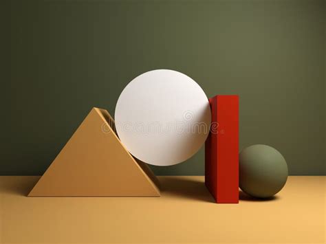Abstract 3d Geometric Still Life Installation With Geometric Shapes