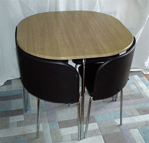 Dining Table Compact Space Saving Wood Effect With 4 Dark Brown Chairs