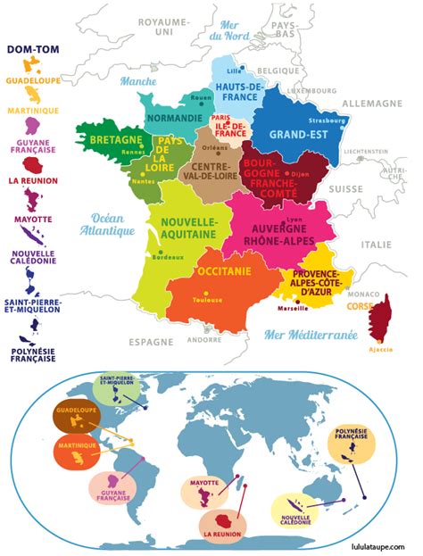 Carte De France Métropole Et Territoires Doutre Mer Lulu La Taupe