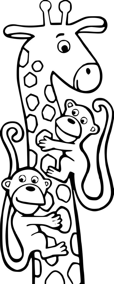 Coloriage Girafe Et Singe à Imprimer