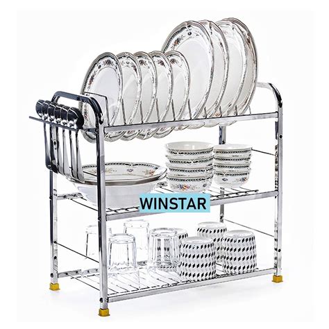 Winstar Stainless Steel 3 Shelf Wall Mount Kitchen Racks Dish Rack