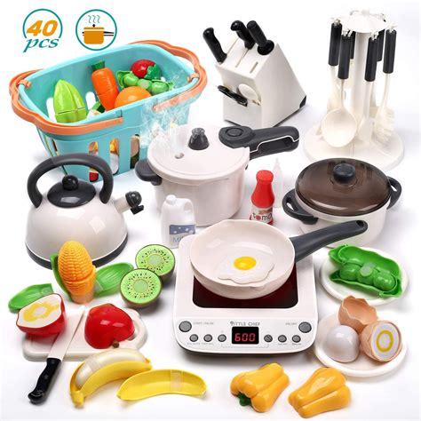 Kids Pretend Cooking Kitchen Play Set 40pc Pots And Pans Cookware