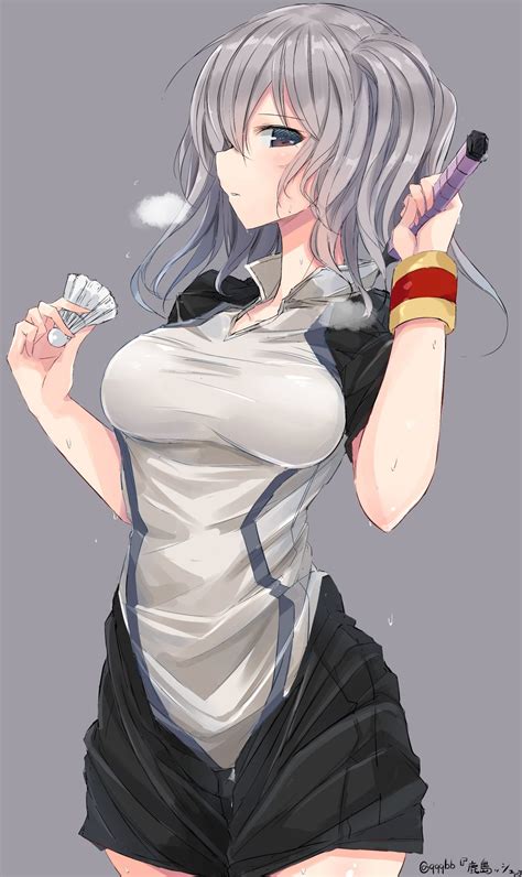 Old show, but akane from ranma 1/2 goes from long hair to short. Wallpaper : anime girls, Kantai Collection, Kashima KanColle, tennis, short hair, gray hair, wet ...