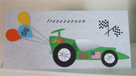 Race Car Birthday Card Dinosaur