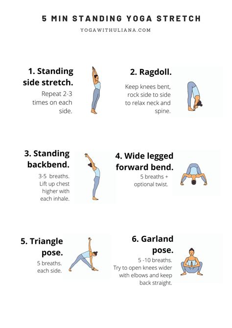 5 min standing yoga stretch morning yoga stretches yoga everyday morning yoga routine